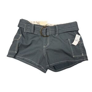 NWT Weathervane Vintage Gray 100% Cotton Belted Beach Shorts w/ Pockets - Size 7